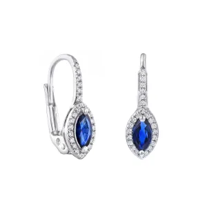 0.42ct Marquise Sapphire and 0.14ct Diamond Earrings | Pre-Loved | 14K White Gold