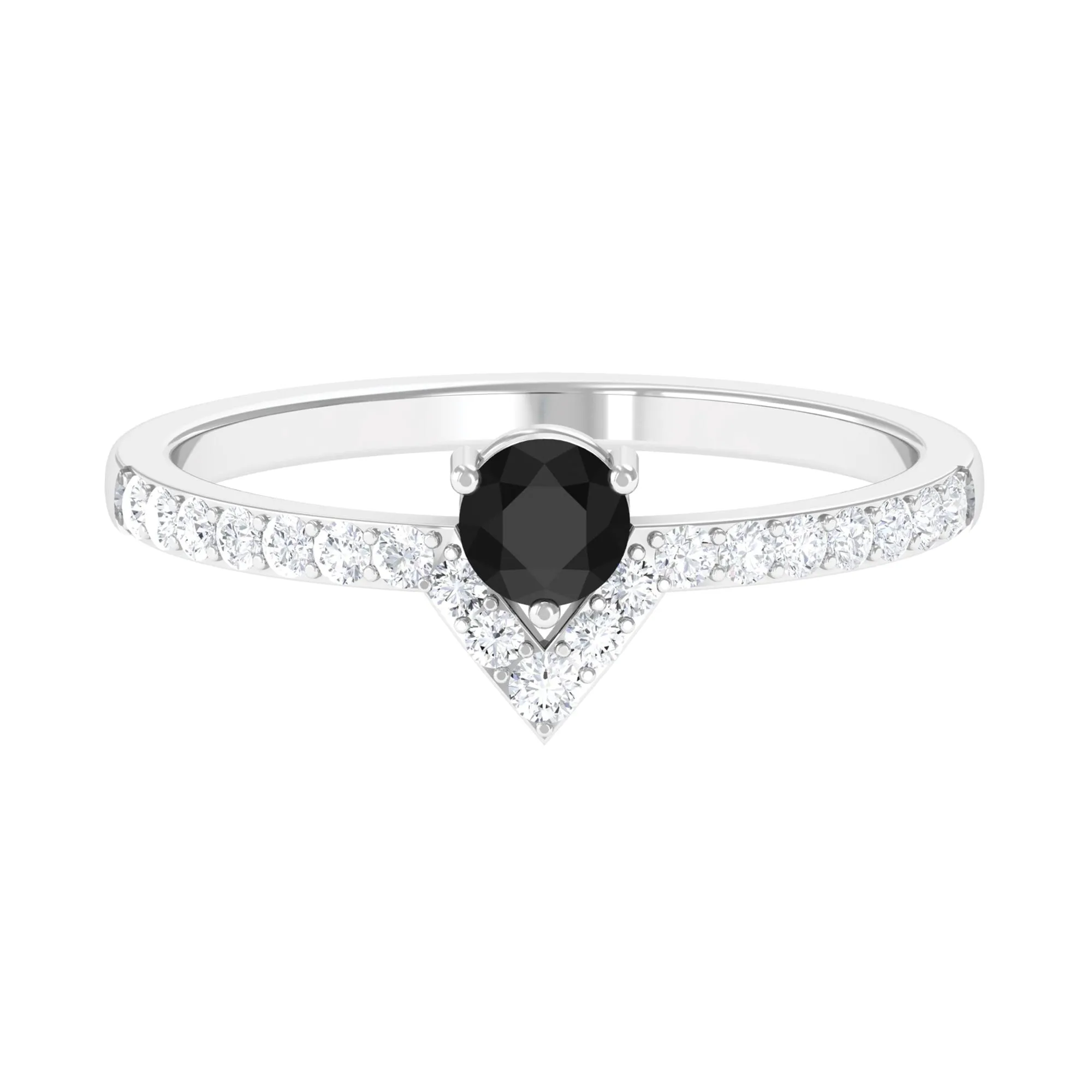 1 CT Minimal Black Diamond Promise Ring with White Diamond