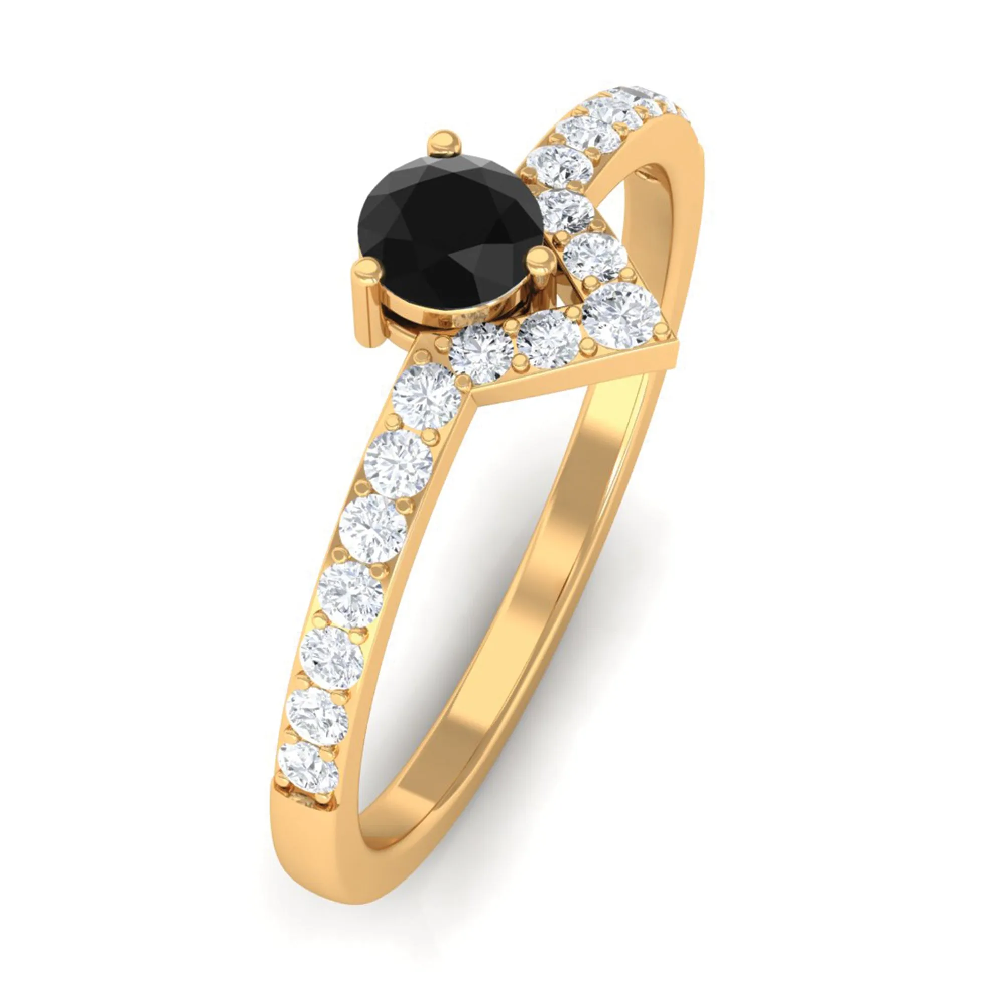 1 CT Minimal Black Diamond Promise Ring with White Diamond