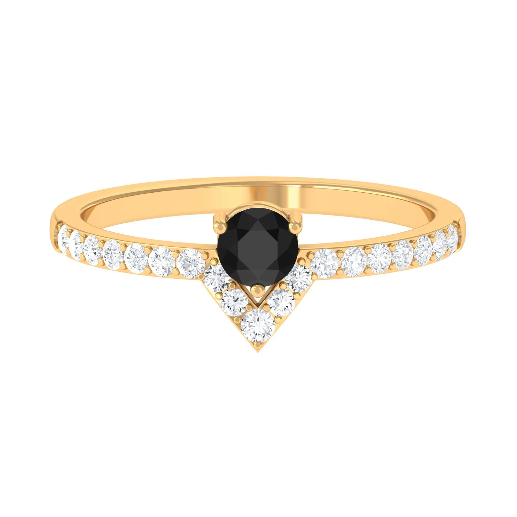 1 CT Minimal Black Diamond Promise Ring with White Diamond