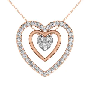 10K Rose Gold 1/2 Ct.Tw. Diamond Double Heart Pendant