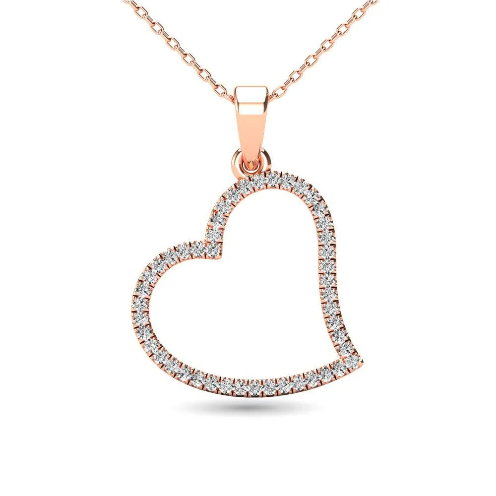 10K Rose Gold 1/6 Ctw Diamond Heart Pendant