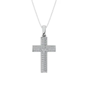 10K White Gold 1/4 Ct.Tw. Diamond Pave Set Cross Pendant