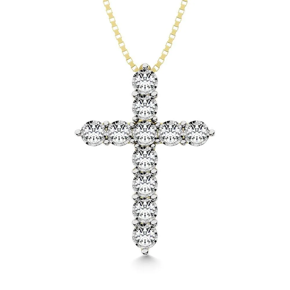 10K Yellow Gold 1/20 Ct.Tw.Diamond Cross Pendant