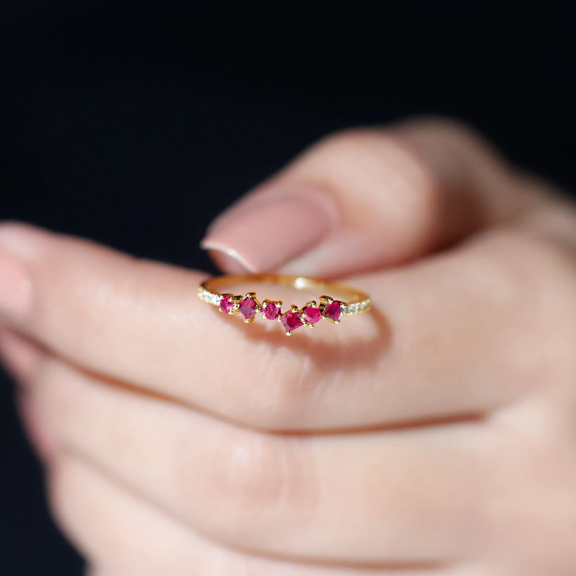 1/2 CT Lab Grown Ruby and Diamond Minimal Ring