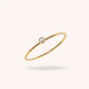 14K Solid Gold Minimal Diamond Ring