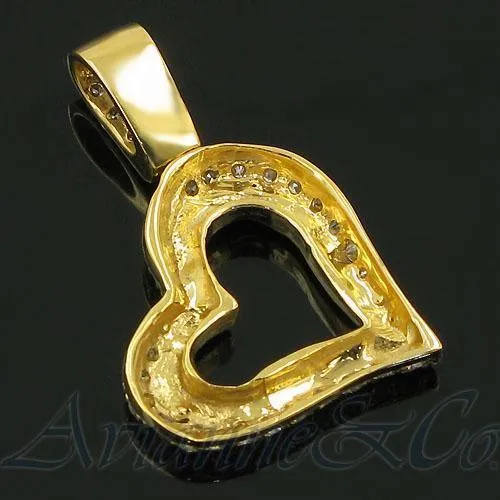 14K Yellow Solid Gold Womens Diamond Heart Pendant 1.01 Ctw