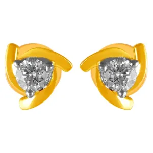 14KT (585) Graceful Yellow Gold & Diamond Stud Earrings