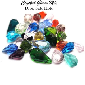 25 Pcs Pkg. Drop Side hole shape mix colors and mix sizes crystal glass beads