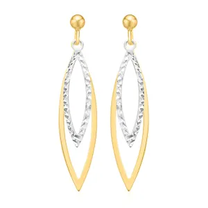 9ct Two Tone Gold Diamond Cut Double Drop Earrings