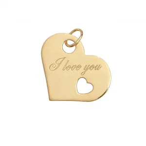 9ct Yellow Gold Ladies I Love You Pendant PN039