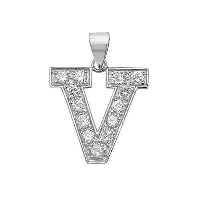 Acotis Silver Pendant Zirconia Initial G6127/V