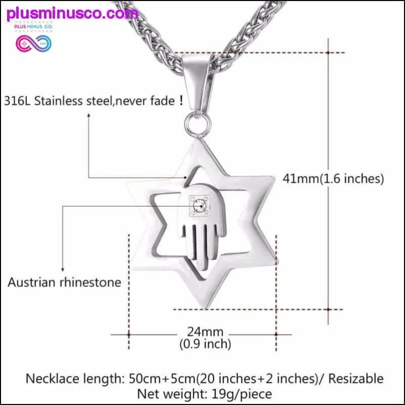 AlphaMan Star of David With Hamsa Hand Unisex Necklace