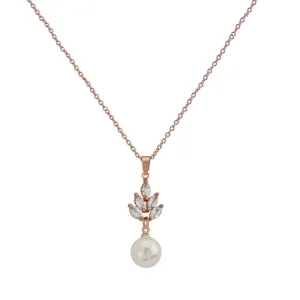 April Crystal and Pearl Necklace available in Rose Gold or Silver