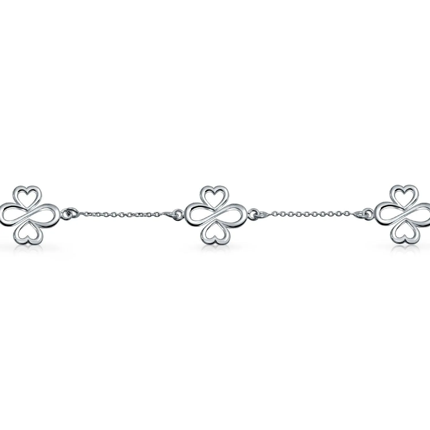 Ayllu Heart Infinity Clover Love Luck Unity Multi Charm Anklet Sterling