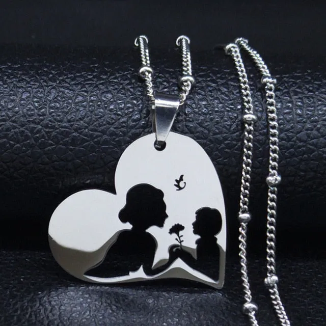 Baby Mom Stainless Steel Necklace Women Gold Color Statement Necklaces Mother's Day Gift Jewelry