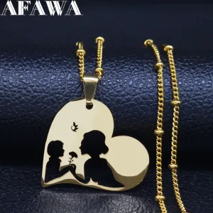 Baby Mom Stainless Steel Necklace Women Gold Color Statement Necklaces Mother's Day Gift Jewelry