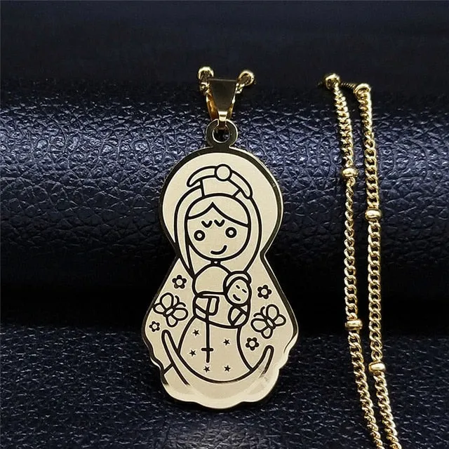 Baby Mom Stainless Steel Necklace Women Gold Color Statement Necklaces Mother's Day Gift Jewelry