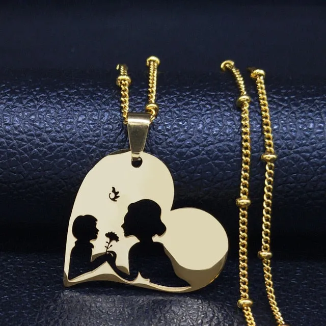 Baby Mom Stainless Steel Necklace Women Gold Color Statement Necklaces Mother's Day Gift Jewelry