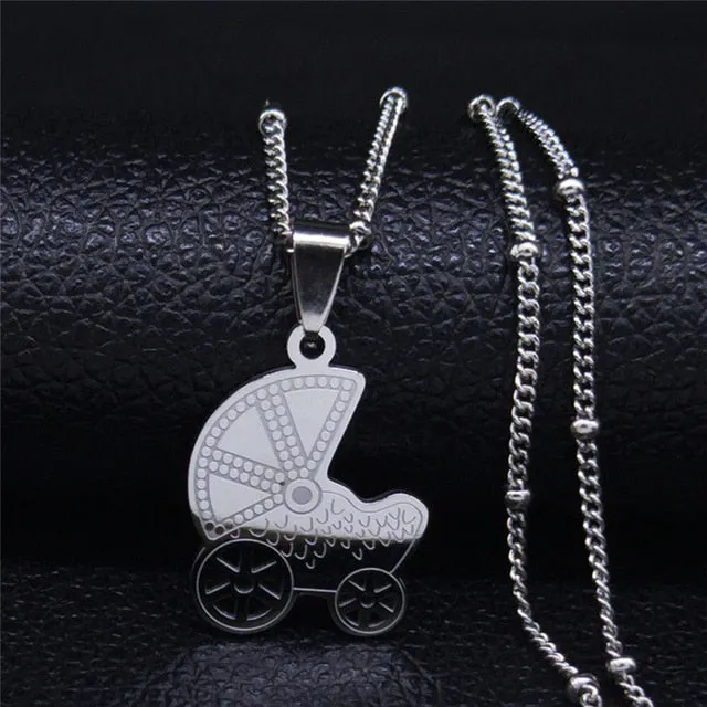 Baby Mom Stainless Steel Necklace Women Gold Color Statement Necklaces Mother's Day Gift Jewelry