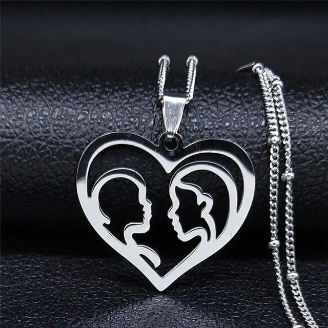 Baby Mom Stainless Steel Necklace Women Gold Color Statement Necklaces Mother's Day Gift Jewelry