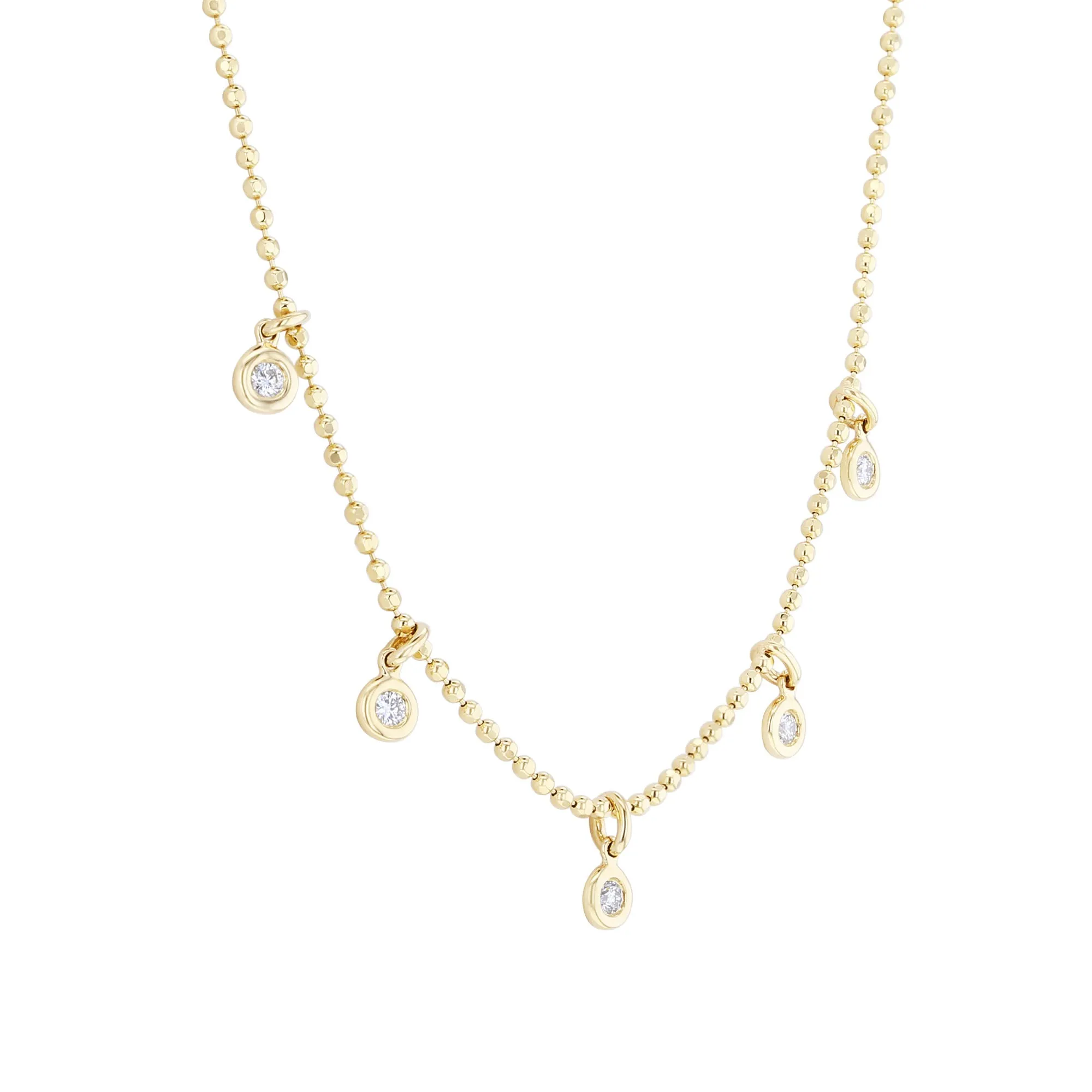 Beaded Bezel Station Diamond Necklace