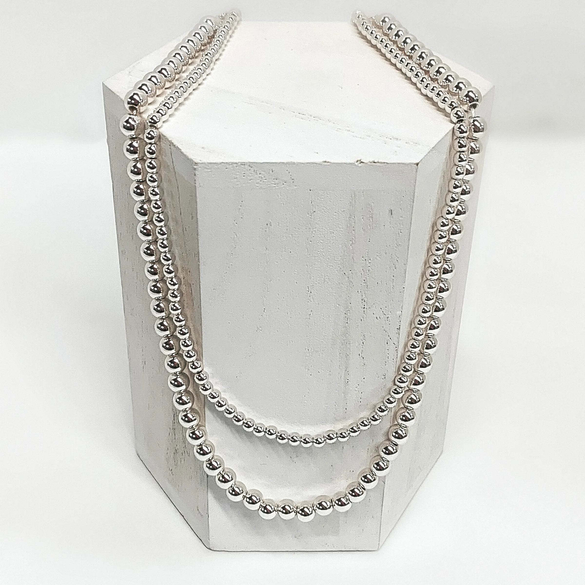 Beaded Bliss 6mm Necklace in Silver