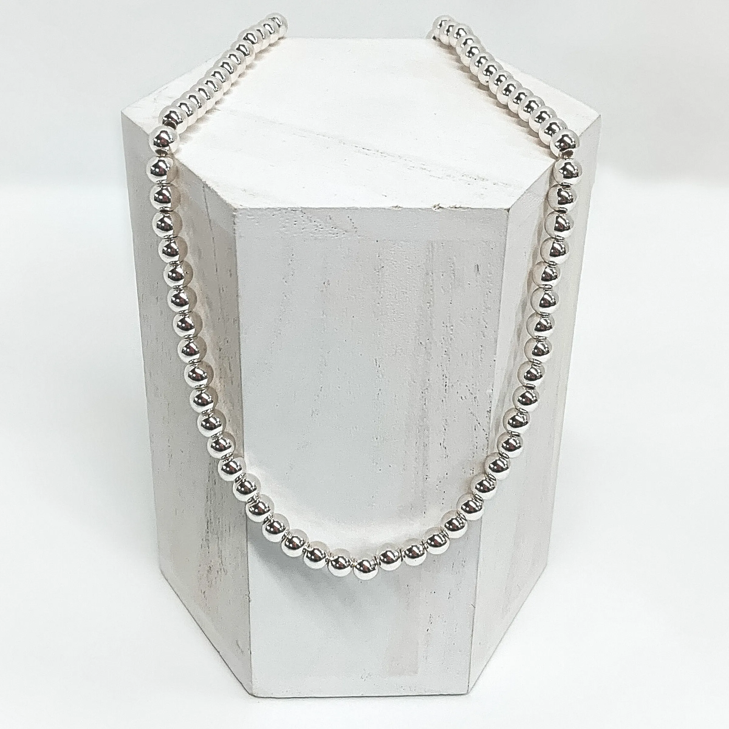 Beaded Bliss 6mm Necklace in Silver