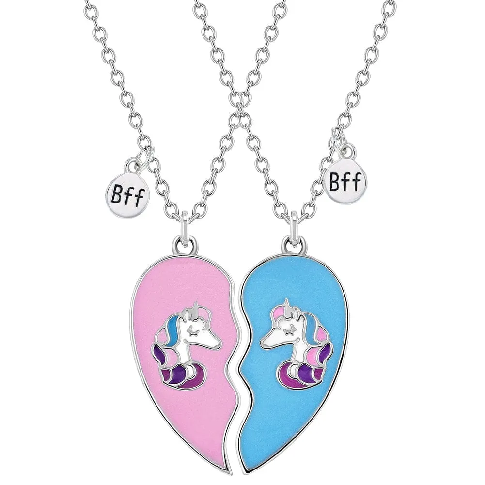 Best Friends Heart Unicorn Kids Necklace