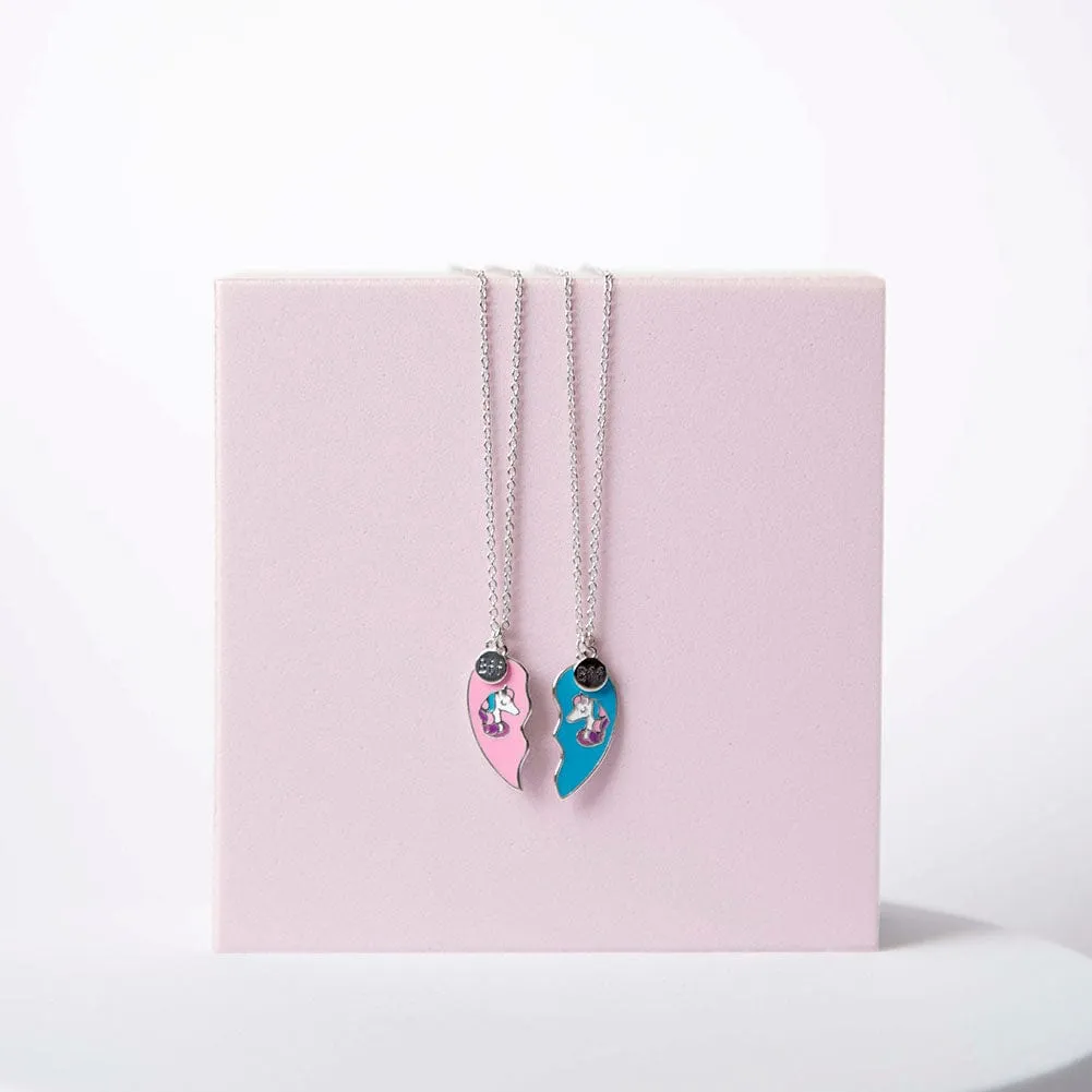 Best Friends Heart Unicorn Kids Necklace