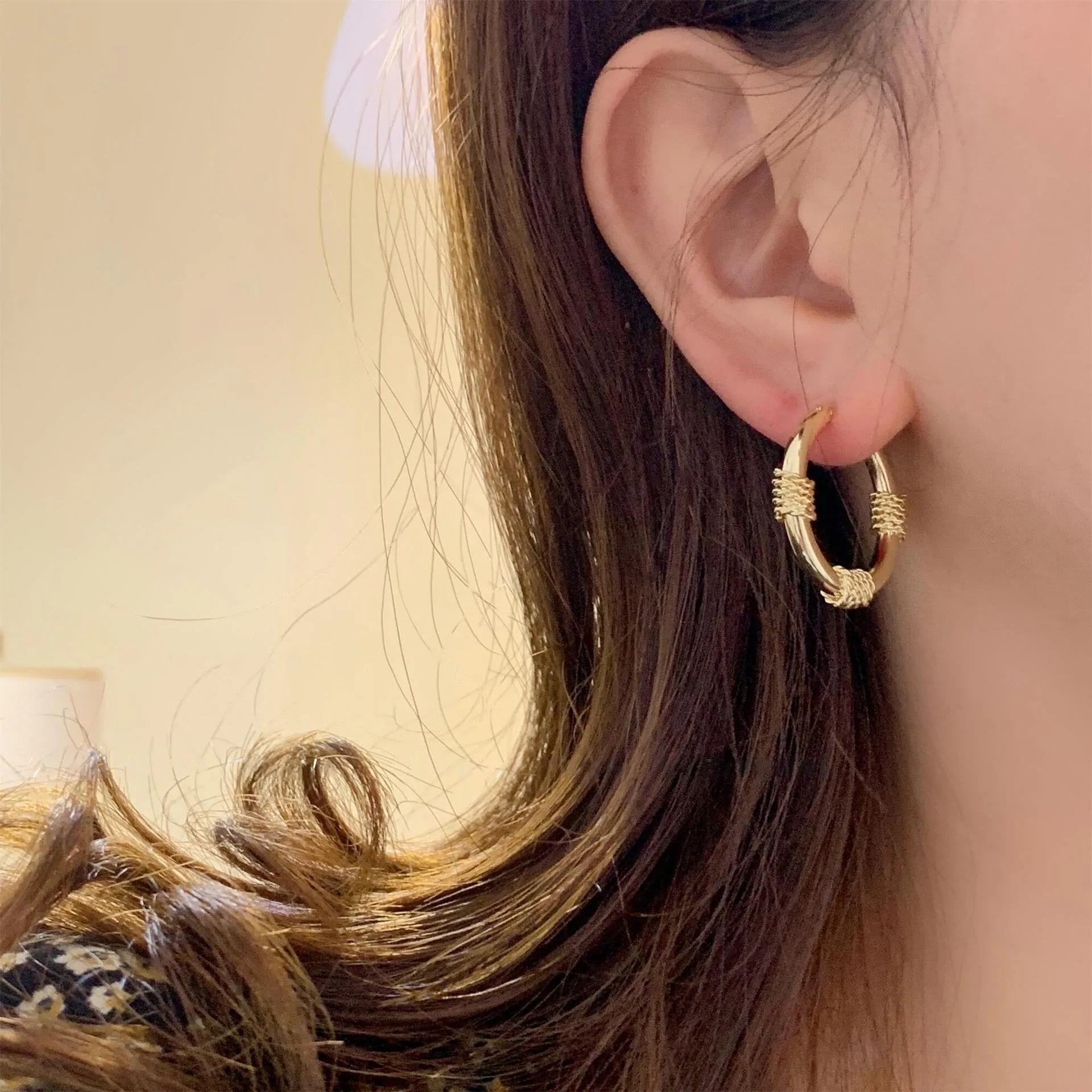 Bold Gold-Plated Statement Hoop Earrings jlt11734