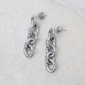 Bold Link Drop Earrings in Stainless Steel