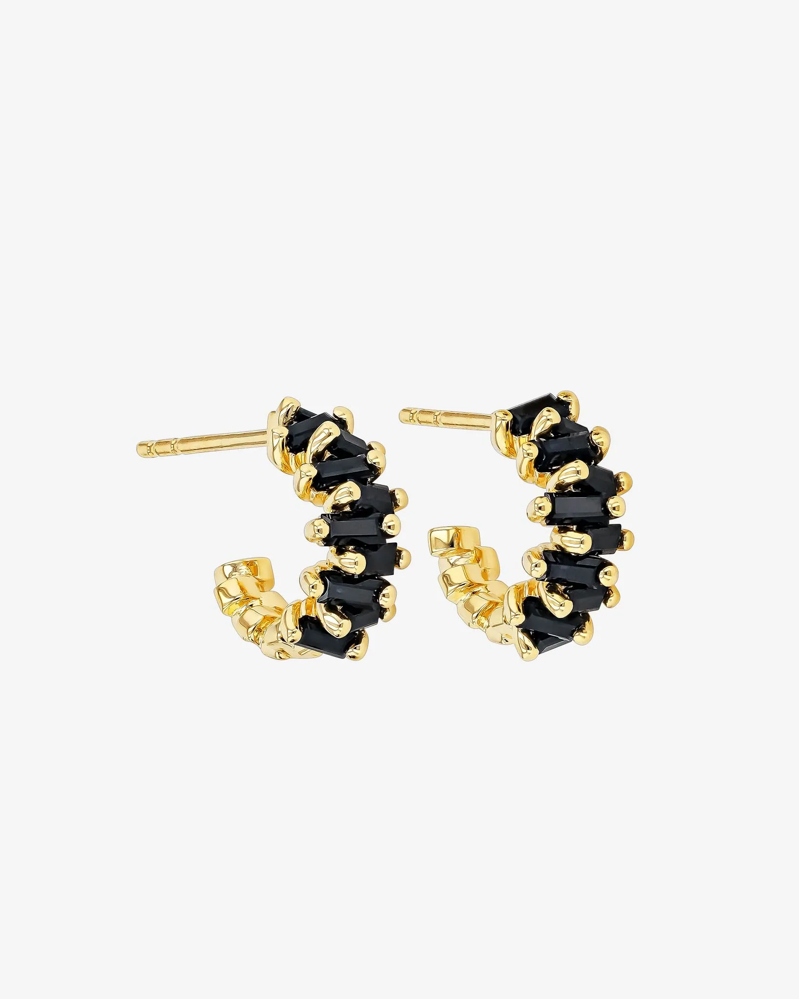 Bold ZigZag Black Sapphire Mini Hoops