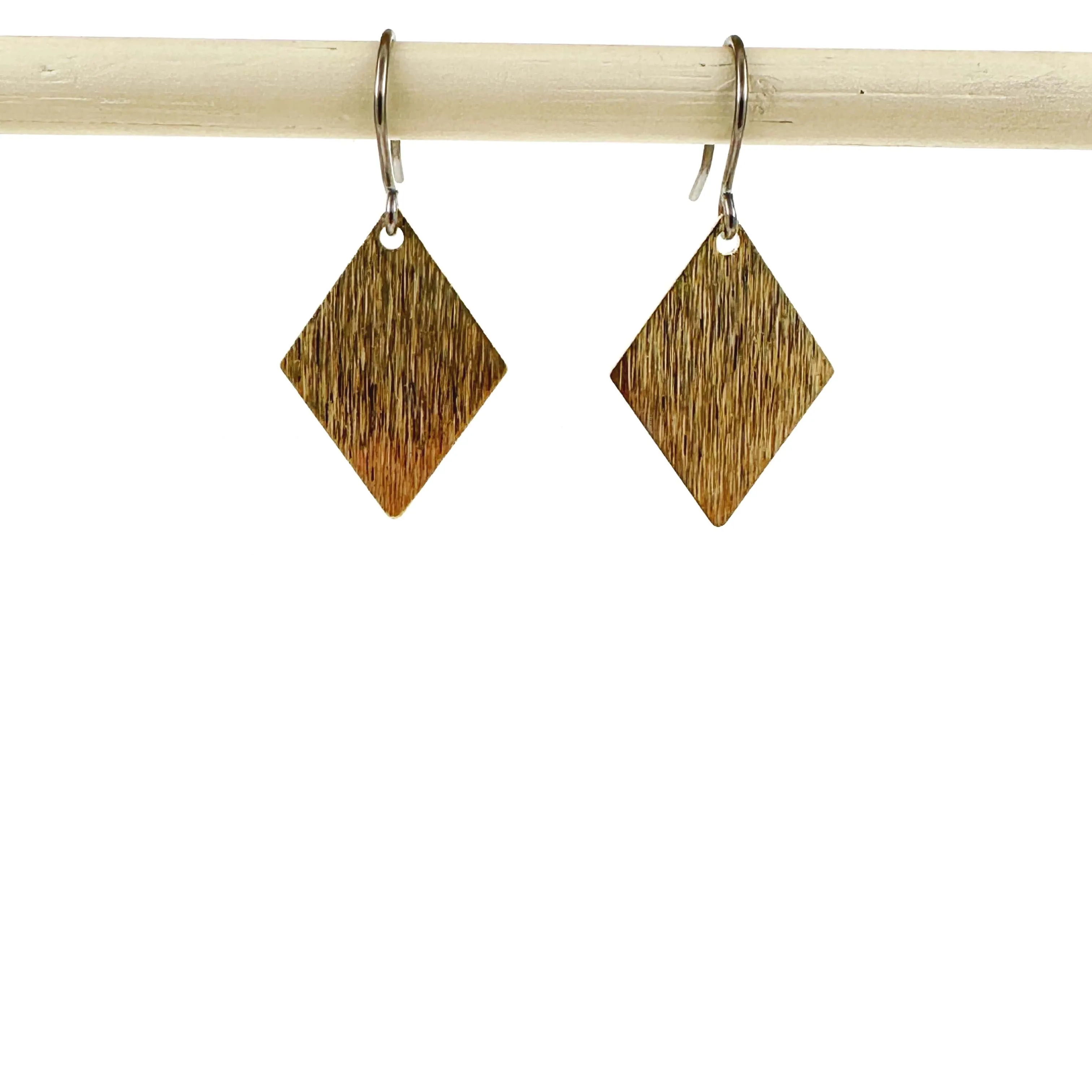 Brushed Rhombus Golden Earrings