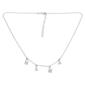 Choker Necklace with Dangling MAMA Charm for New Mothers Sterling Silver 16"