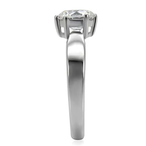 CJ071Wholesale Women's Stainless Steel AAA Grade Clear Cubic Zirconia Minimal Promise Ring