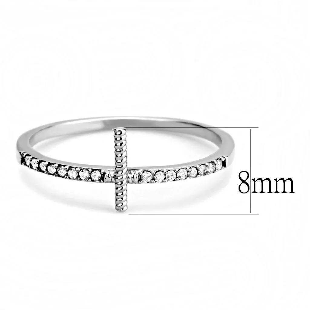 CJ161 Wholesale Women's Stainless Steel Minimal Cross Ring