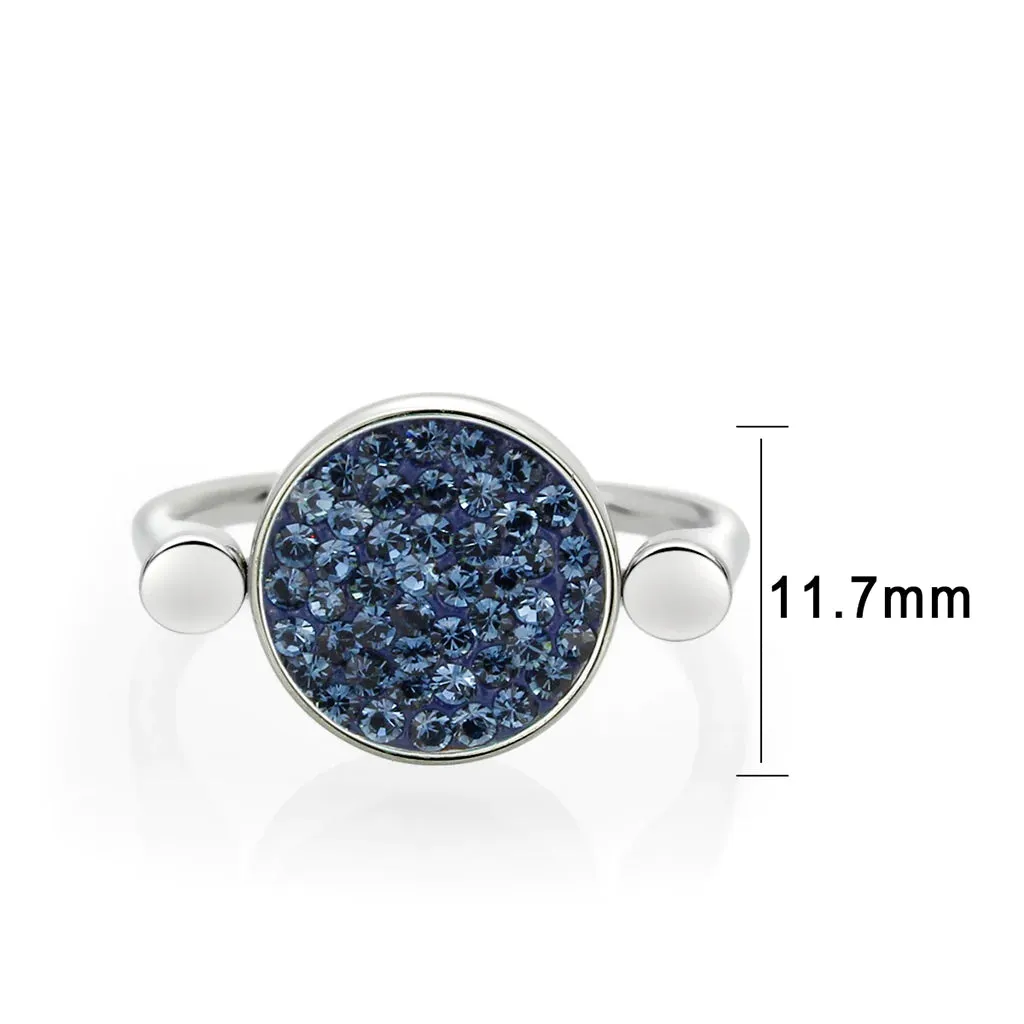 CJ385409 Wholesale Women's Stainless Steel Top Grade Crystal Round Montana Ring