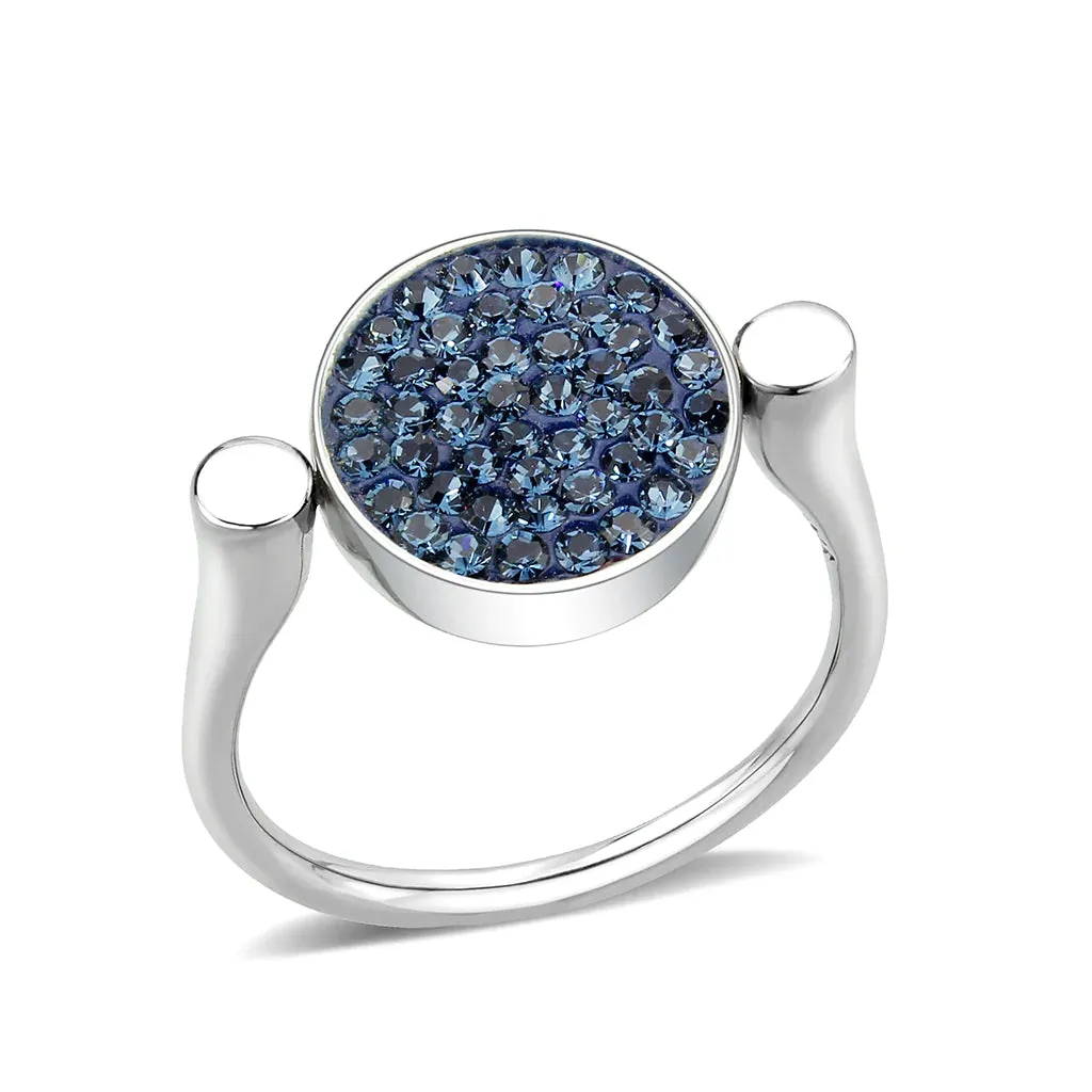 CJ385409 Wholesale Women's Stainless Steel Top Grade Crystal Round Montana Ring