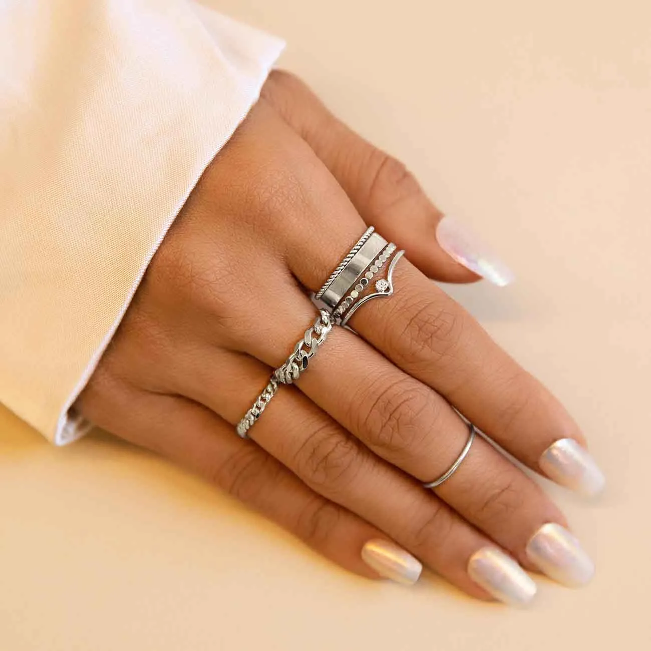 Classic Band and Rope Ring Set