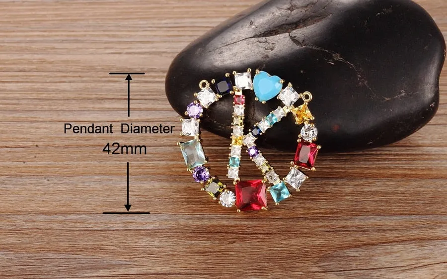 Colorful Stone Initials Necklace with Initial A-Z Zirconia in Silver Color