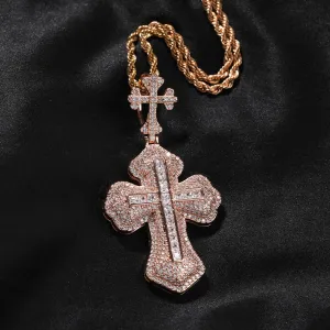 Cross hip-hop necklace for men and women trendy copper inlaid zircon necklace