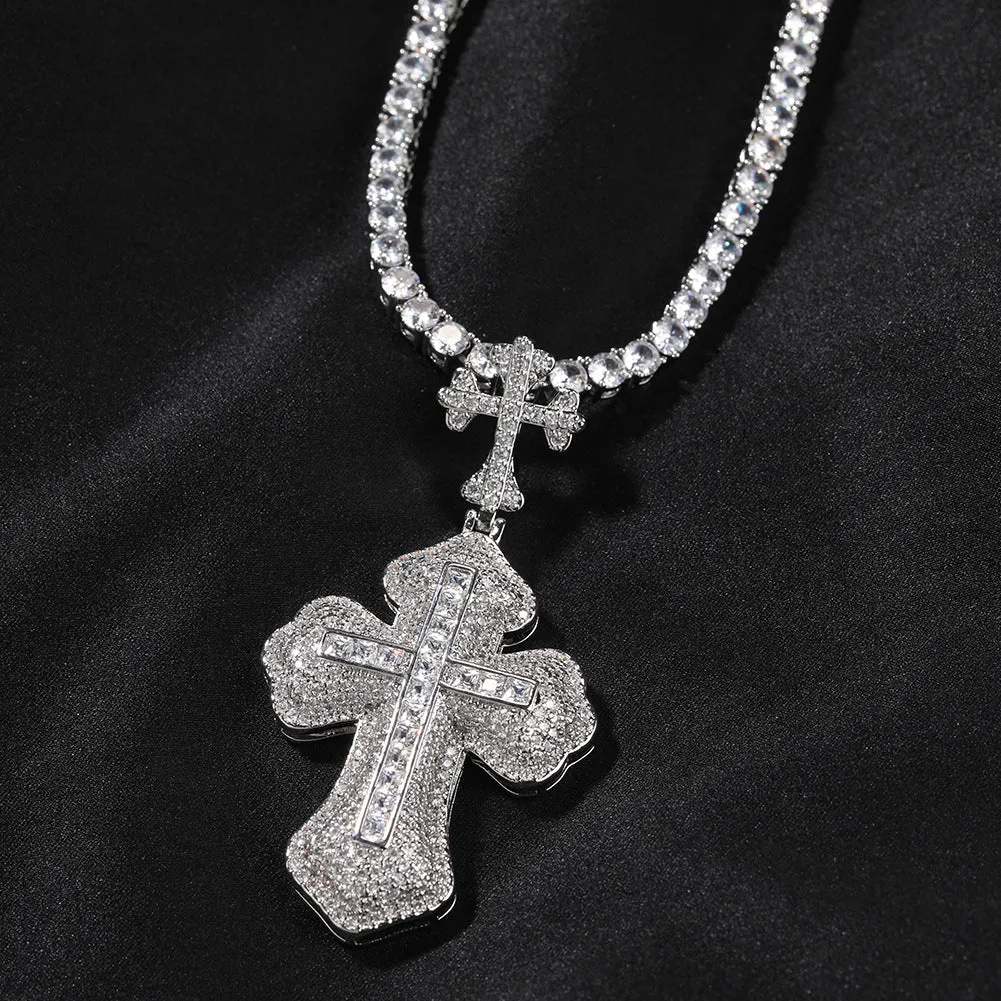 Cross hip-hop necklace for men and women trendy copper inlaid zircon necklace