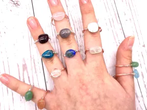 Crystal Birthstone Nugget Rings, Minimal Birthday Gifts