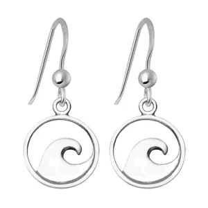 Dangling Ocean Wave Earrings In Sterling Silver