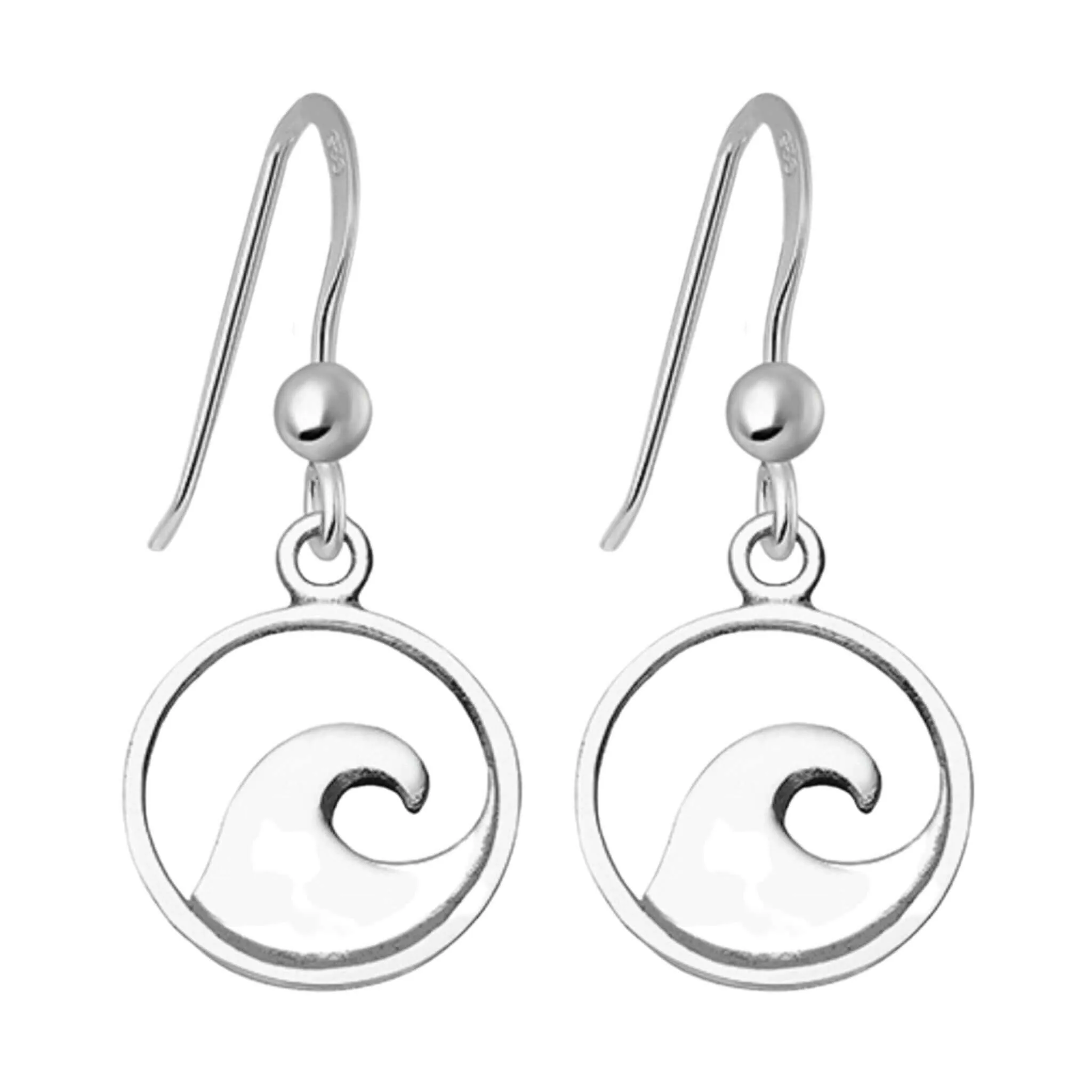 Dangling Ocean Wave Earrings In Sterling Silver