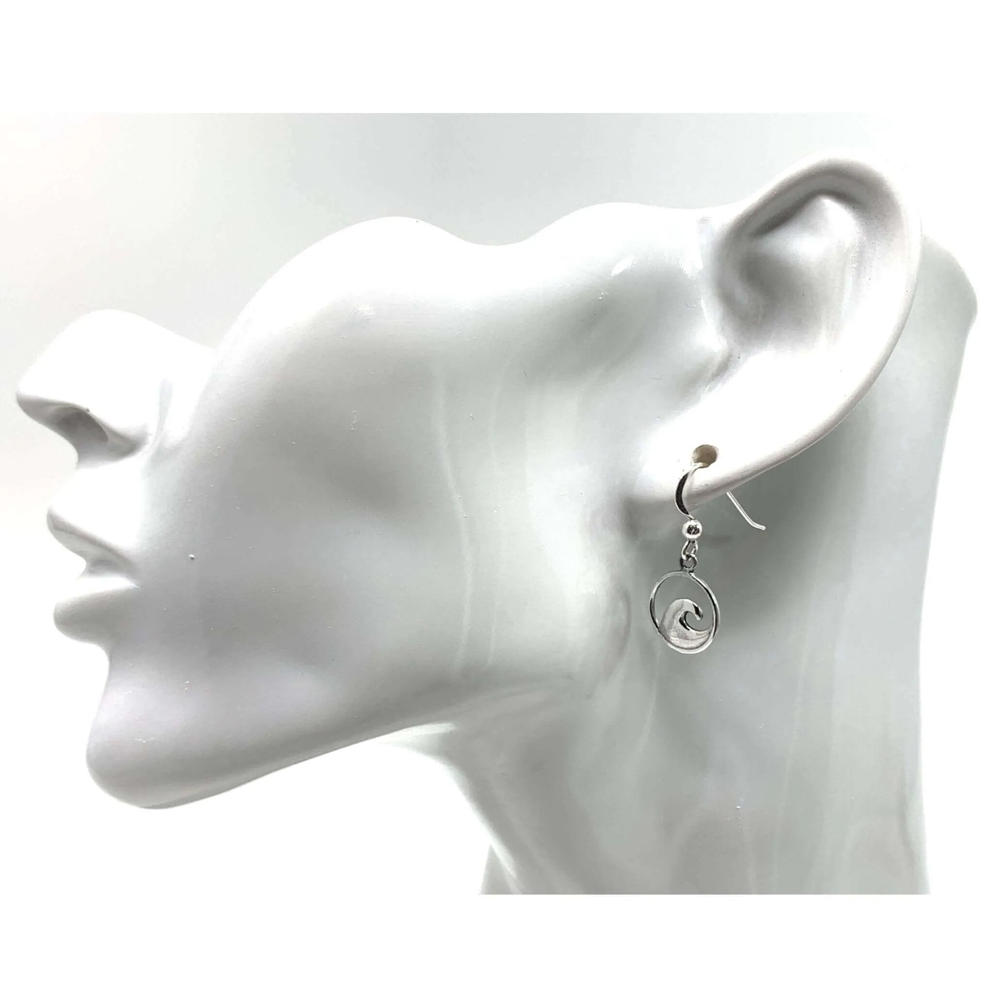 Dangling Ocean Wave Earrings In Sterling Silver