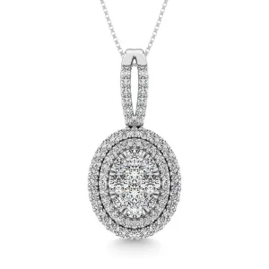 Diamond 1 3/4 Ct.Tw. Oval Shape Cluster Pendant in 14K White Gold