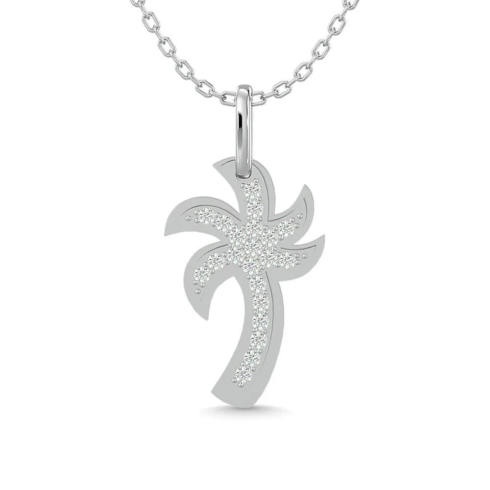 Diamond 1/10 Ct.Tw. Palm Tree Pendant in 14K White Gold