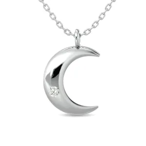 Diamond 1/20 ct tw Moon Pendant in Sterling Silver